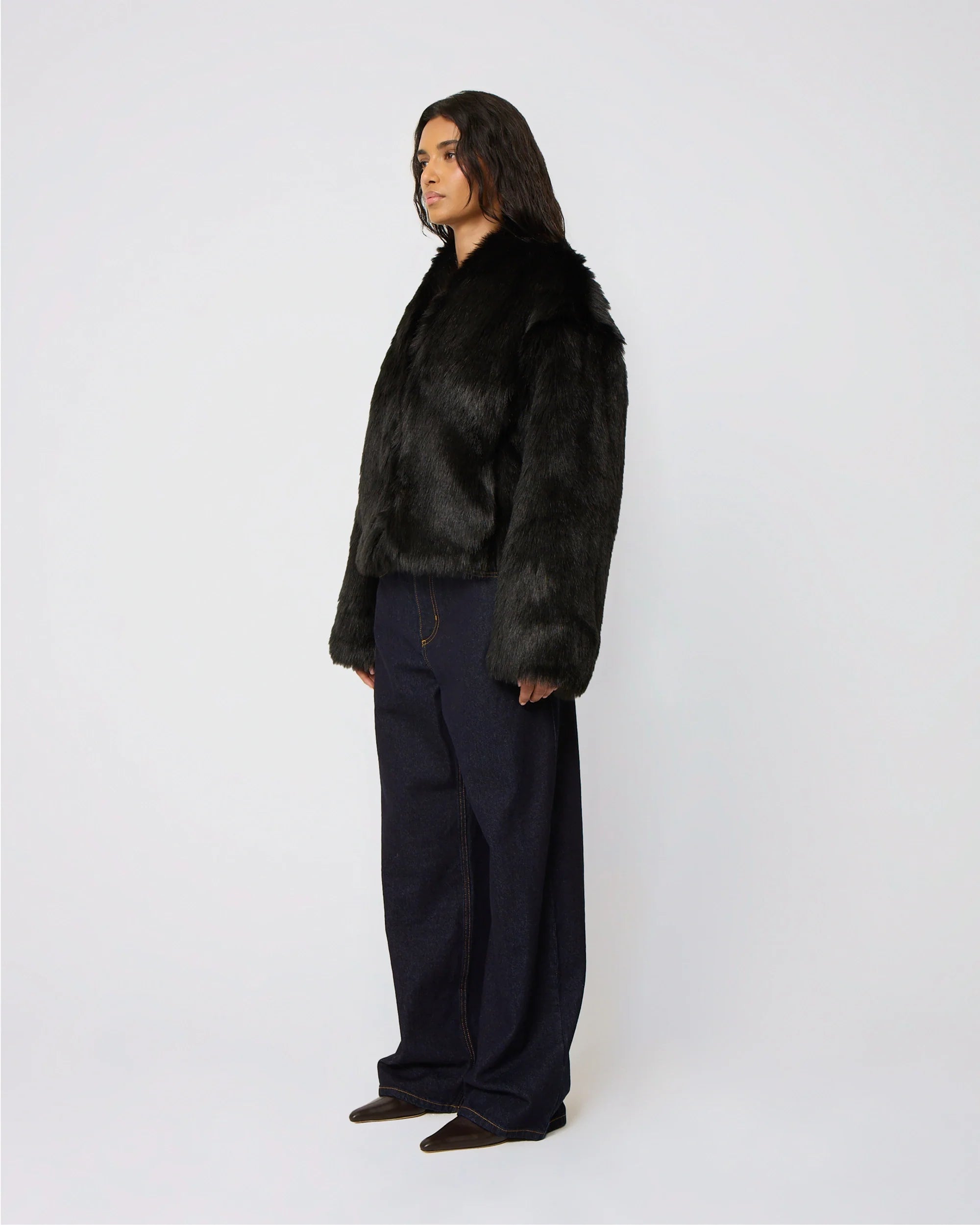 Faux Fur Jacket | Black