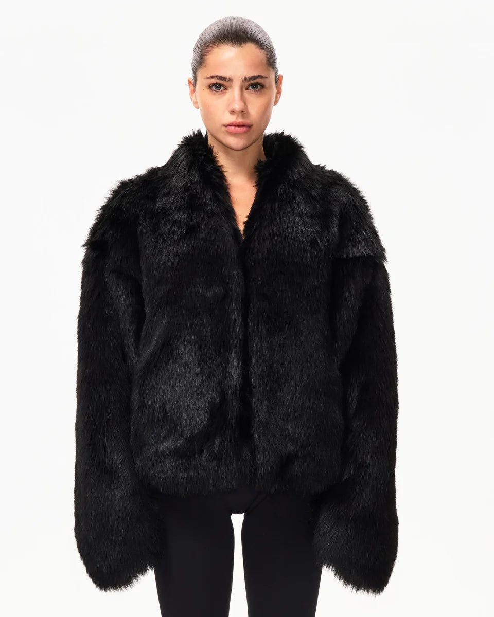 Faux Fur Jacket | Black